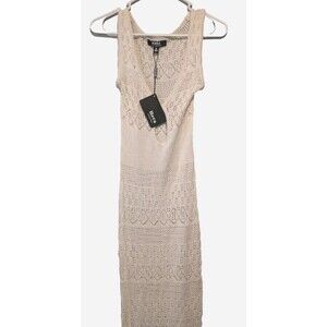 Hera Collection Tank Top Cream Dress Size Medium Form Fitting Rayon NWT